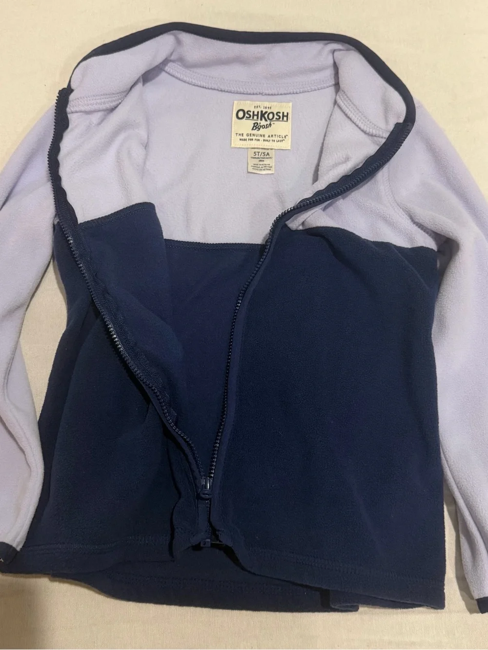 OshKosh B'gosh Two-Tone Heart Fleece Jacket - Light Purple & Navy